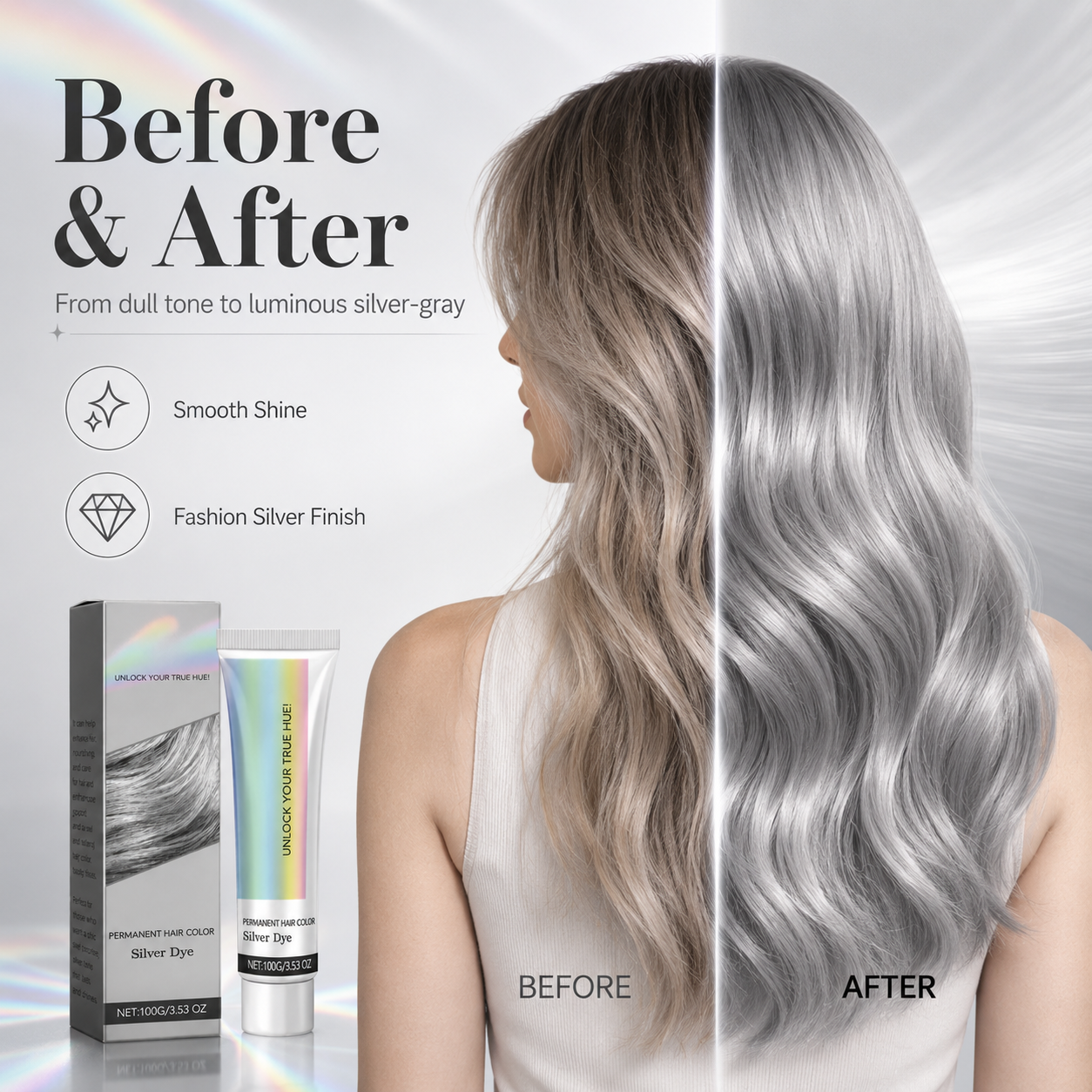Fashion Silver Permanent Hair Dye Cream