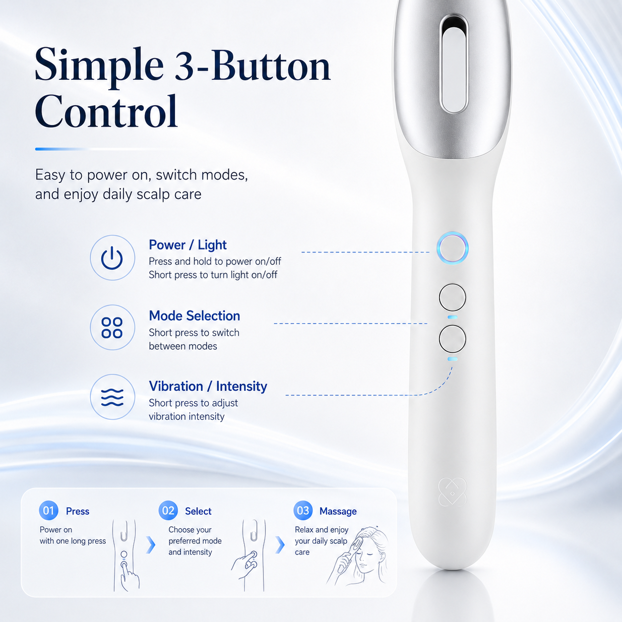 Rechargeable Wireless Red Blue Light Hair Growth Comb