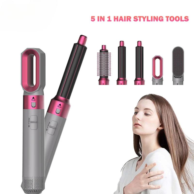 Hot Air Brush 5 in 1 Hair Dryer Set, Straightener Curler Styler Comb