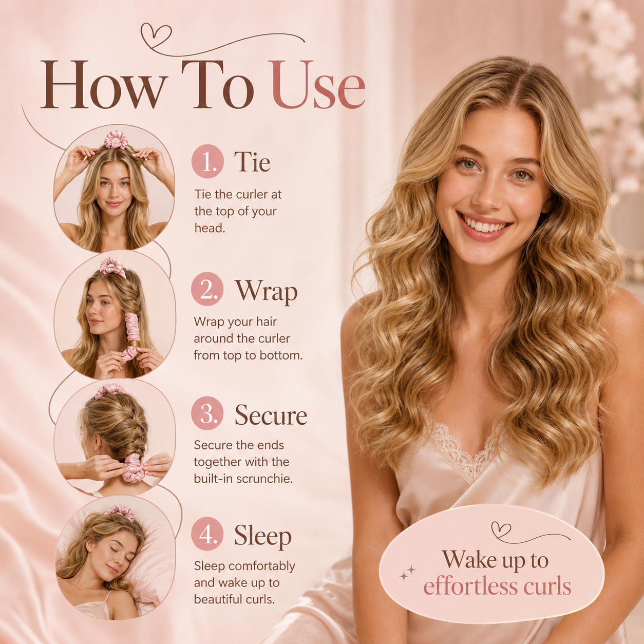 Sleep Heatless Satin Curling Rod Set