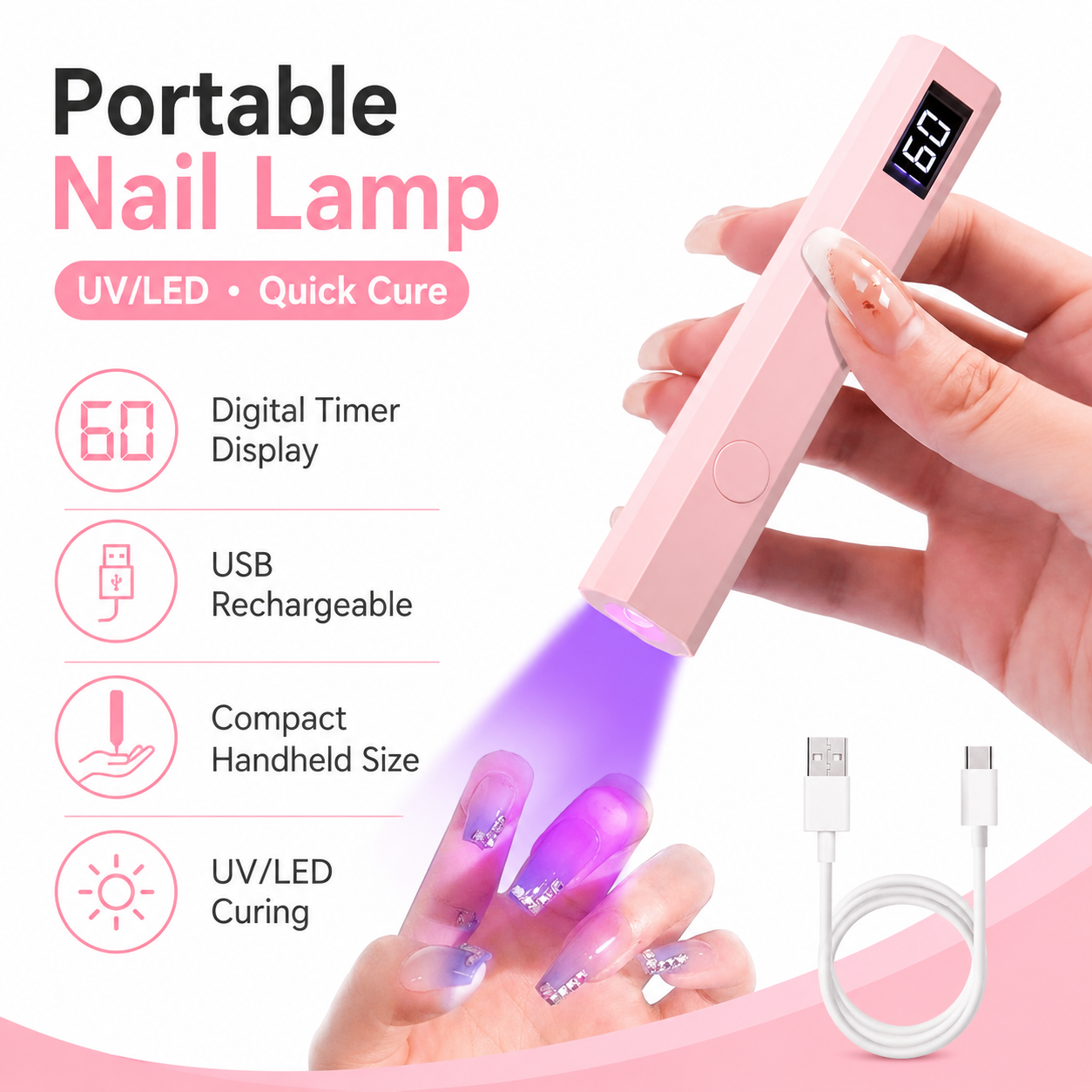 Portable USB Rechargeable UV LED Nail Lamp