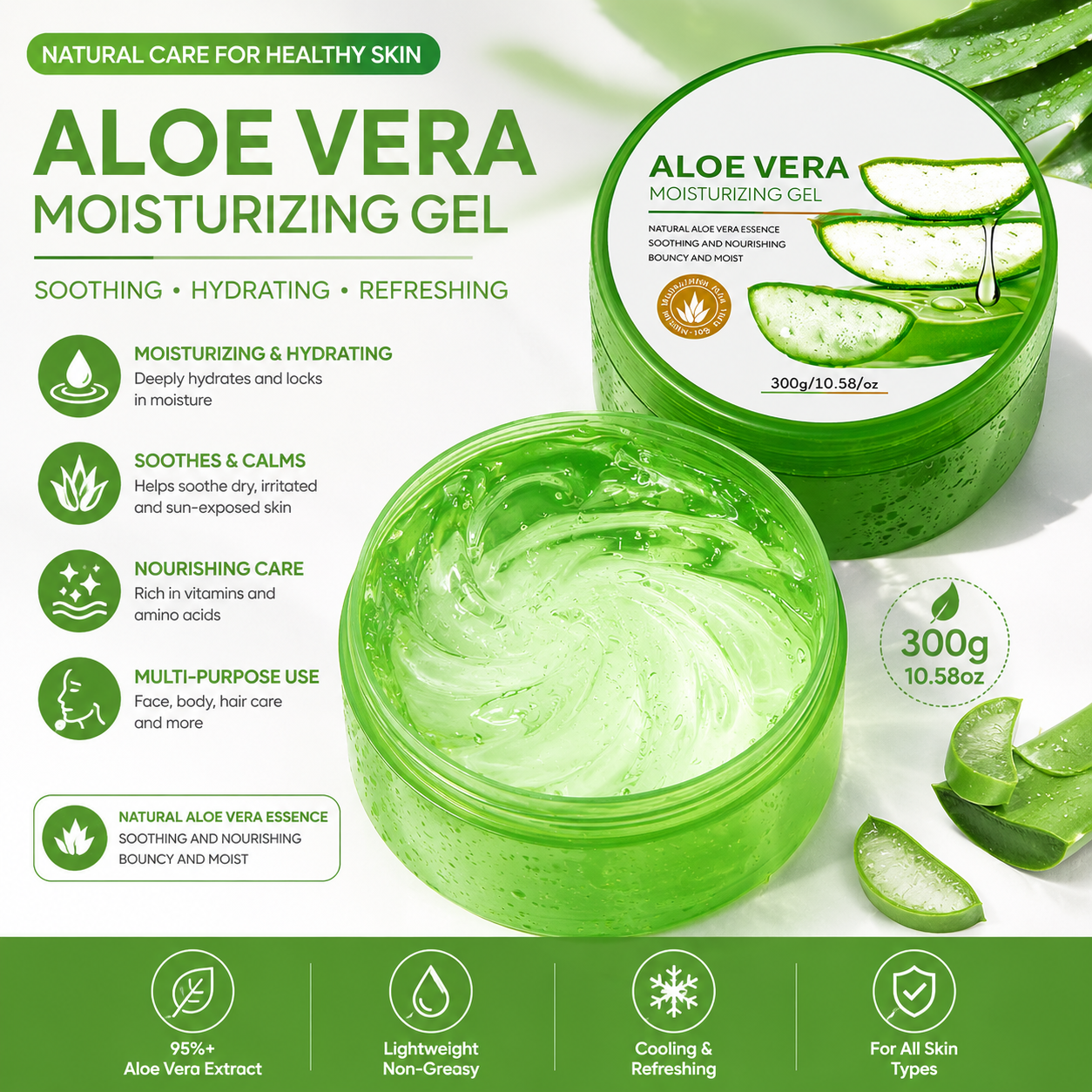 300g Natural Soothing Aloe Vera Moisturizing Gel