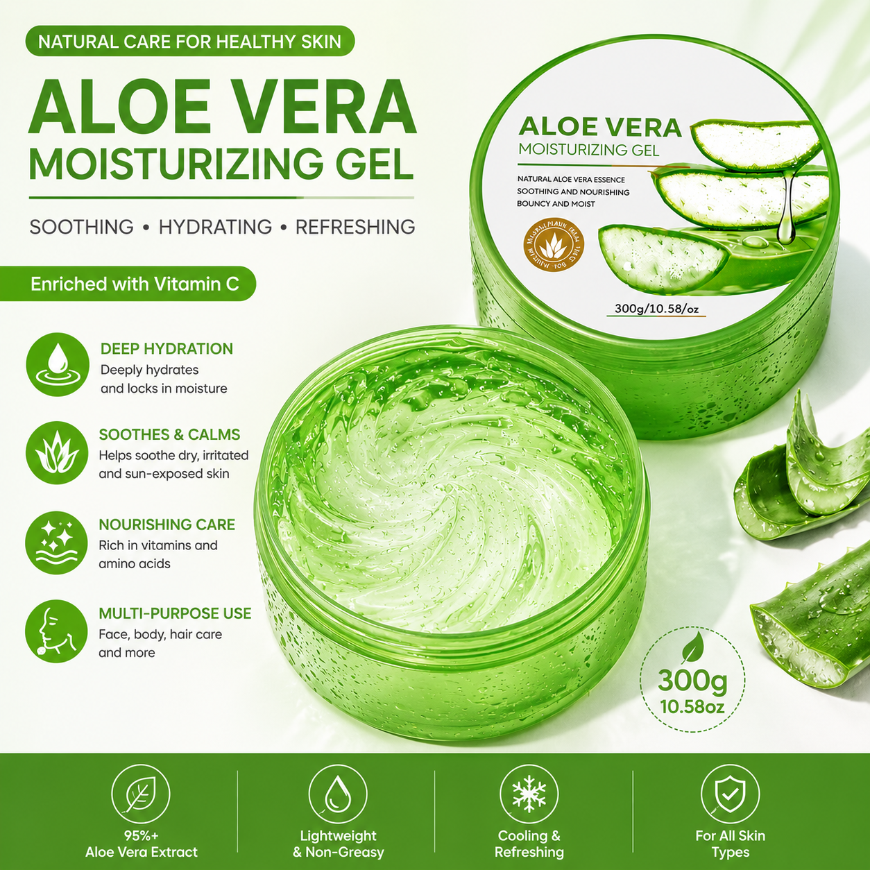 300g Natural Soothing Aloe Vera Moisturizing Gel