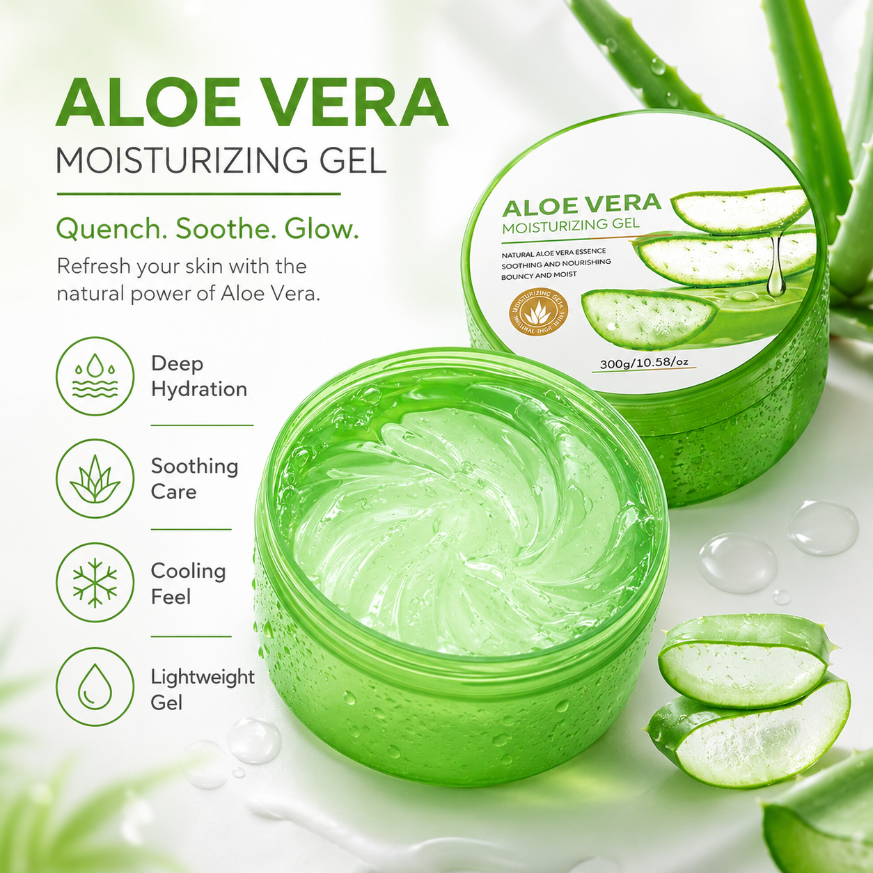 300g Natural Soothing Aloe Vera Moisturizing Gel