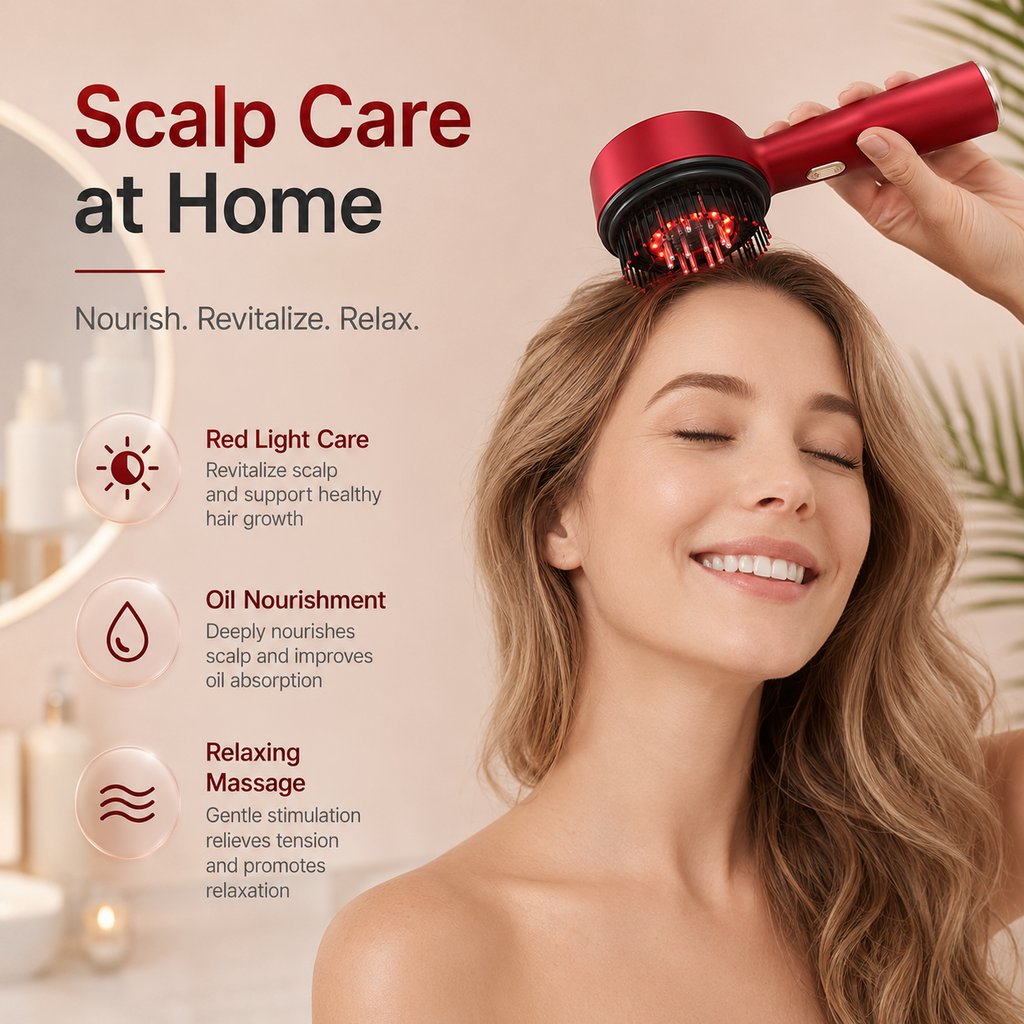 Electric Oil-Filled Red Light Scalp Massage Comb