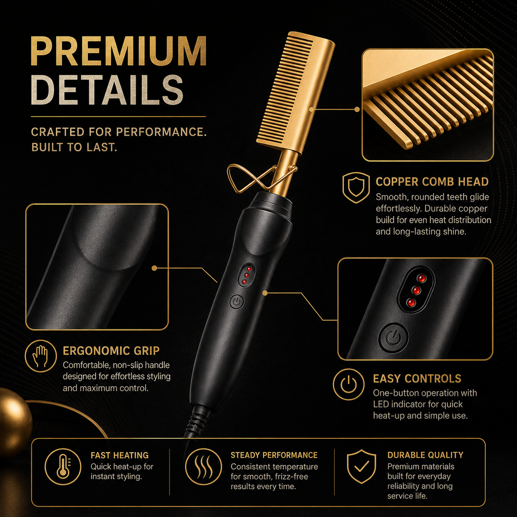 2-IN-1 Portable Fast Heating Hair Press Comb