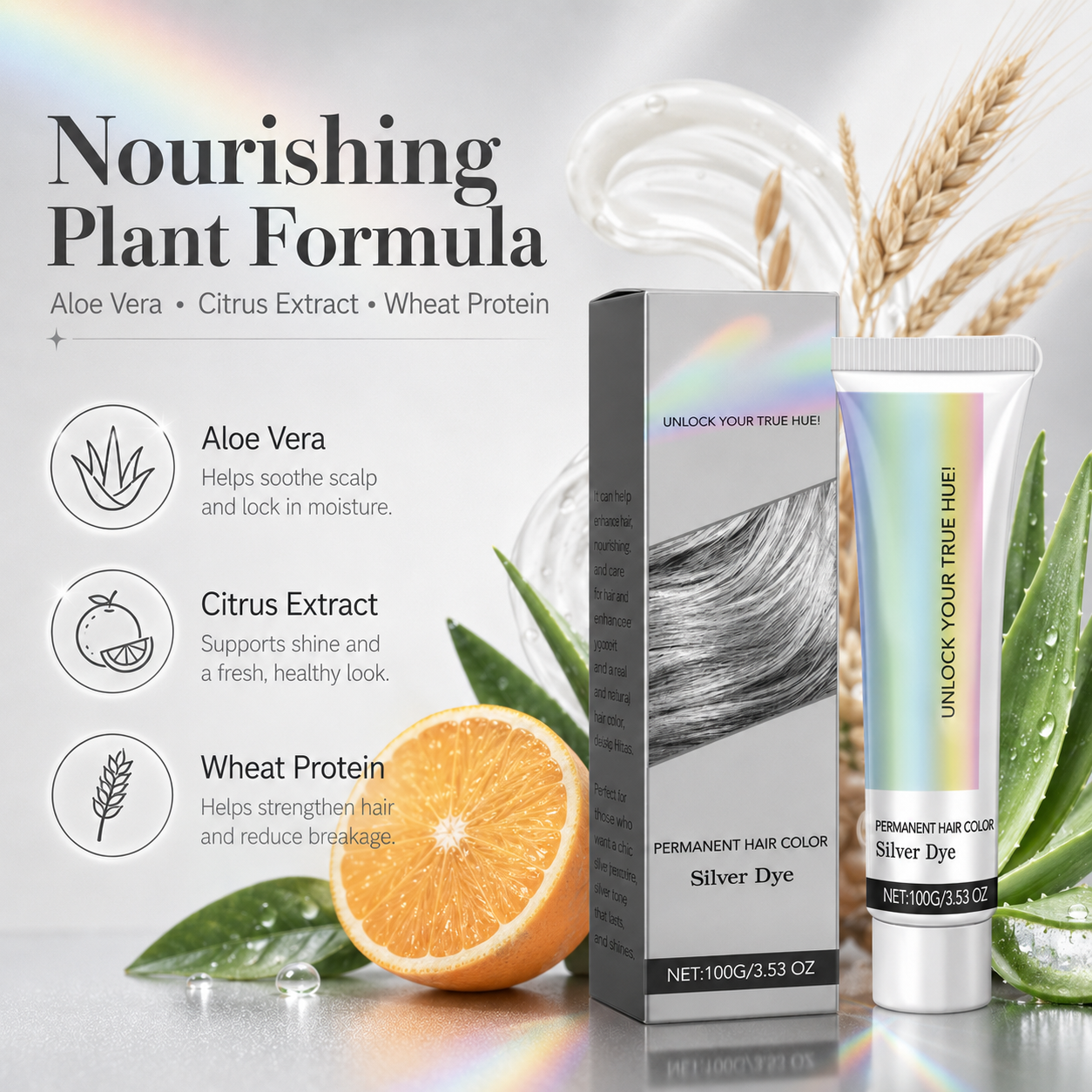 Fashion Silver Permanent Hair Dye Cream