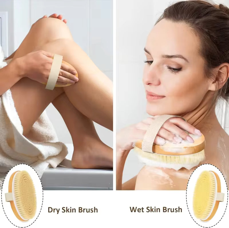 Natural Bristle Wooden Exfoliating Body Dry Brush
