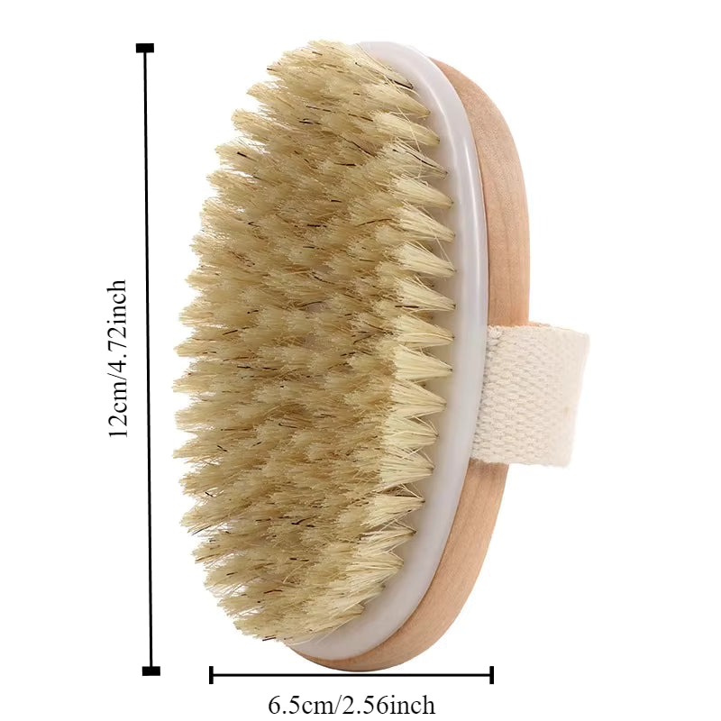 Natural Bristle Wooden Exfoliating Body Dry Brush