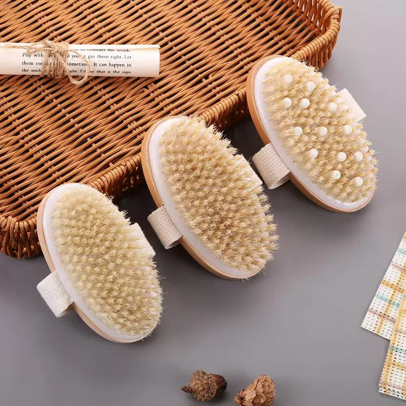 Natural Bristle Wooden Exfoliating Body Dry Brush