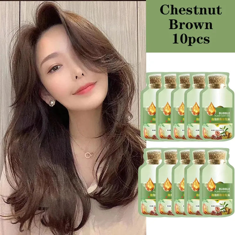 10 Mins Plant Bubble Hair Dye for Gray Coverage