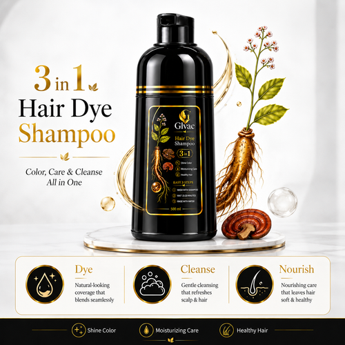 Glvac 3-in-1 Hair Colour Shampoo for Grey Hair – 500ml
