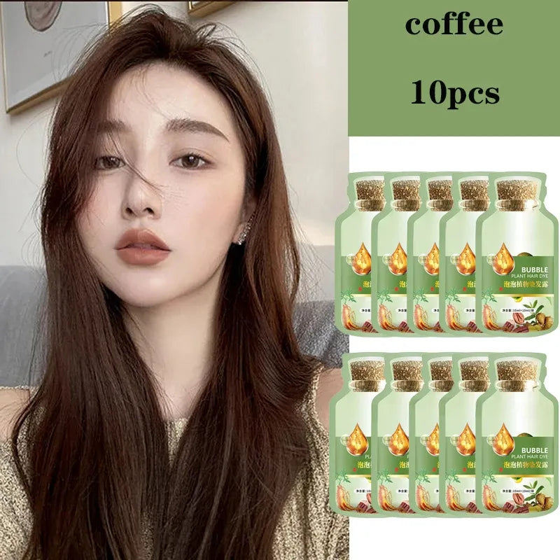 10 Mins Plant Bubble Hair Dye for Gray Coverage