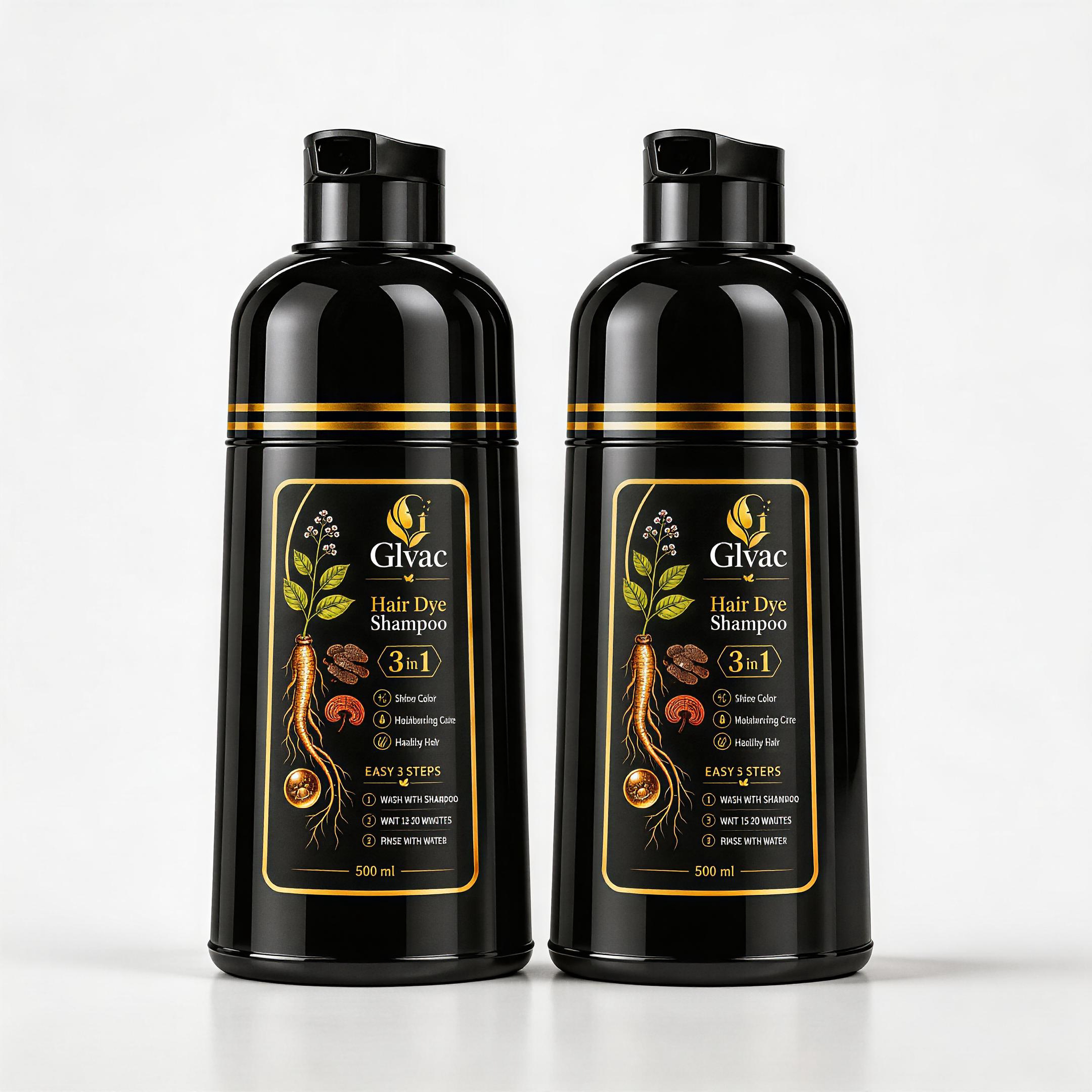 Glvac 3-in-1 Hair Colour Shampoo for Grey Hair – 500ml